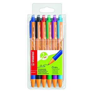 POINT BALL 6 STYLOS BILLES RÉTRACTABLES COLORIS ASSORTIS