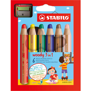 WOODY 6 CRAYONS COLORIS ASSORTIS