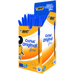 BIC CRISTAL FINE BOÎTE 50 STYLO BILLE BLEU