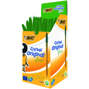 BIC CRISTAL FINE BOÎTE 50 STYLOS BILLES VERT