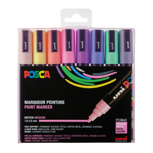 POSCA PC-5M 8 MARQUEURS COLORIS PASTEL ASSORTIS